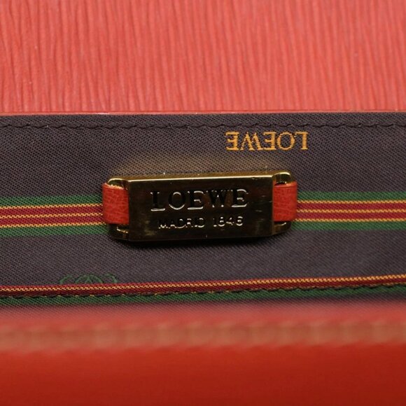 LOEWE Twist Hand Bag Leather Red Auth am3594V - Picture 10 of 14